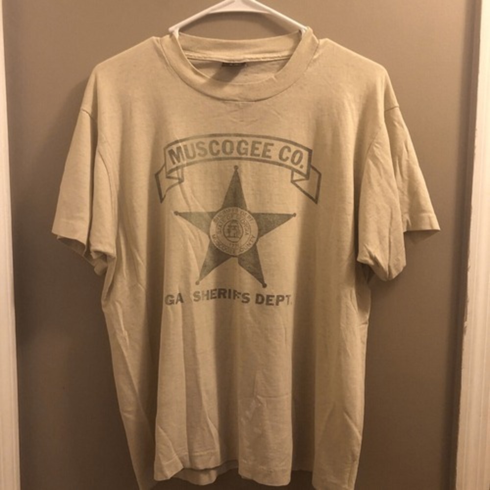 Vintage 80s Muscogee GA Sheriff's Dept Police T Shirt Men's L Single Stitch USA